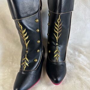 Kids Black and Gold Costume Boots